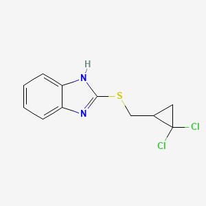 molecular formula C11H10Cl2N2S B2409642 2-[(2,2-dichlorocyclopropyl)methylsulfanyl]-1H-benzimidazole CAS No. 488135-64-4