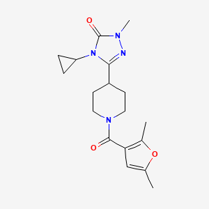 molecular formula C18H24N4O3 B2409646 4-cyclopropyl-3-(1-(2,5-dimethylfuran-3-carbonyl)piperidin-4-yl)-1-methyl-1H-1,2,4-triazol-5(4H)-one CAS No. 1797584-20-3