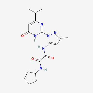 molecular formula C18H24N6O3 B2409650 N1-环戊基-N2-(1-(4-异丙基-6-氧代-1,6-二氢嘧啶-2-基)-3-甲基-1H-吡唑-5-基)草酰胺 CAS No. 1013890-70-4