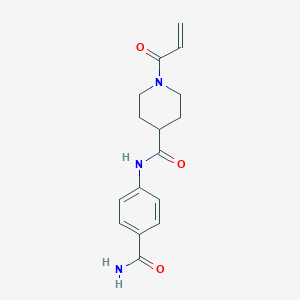 molecular formula C16H19N3O3 B2409651 N-(4-Carbamoylphenyl)-1-prop-2-enoylpiperidine-4-carboxamide CAS No. 2361748-88-9