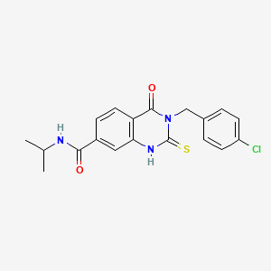 molecular formula C19H18ClN3O2S B2409674 3-[(4-chlorophenyl)methyl]-4-oxo-N-propan-2-yl-2-sulfanylidene-1H-quinazoline-7-carboxamide CAS No. 422528-29-8