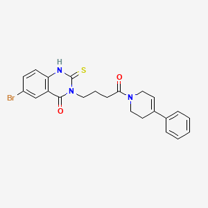 molecular formula C23H22BrN3O2S B2409676 6-bromo-3-[4-oxo-4-(4-phenyl-3,6-dihydro-2H-pyridin-1-yl)butyl]-2-sulfanylidene-1H-quinazolin-4-one CAS No. 422287-99-8