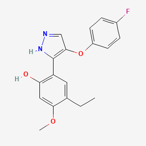 molecular formula C18H17FN2O3 B2409681 4-ethyl-2-(4-(4-fluorophenoxy)-1H-pyrazol-3-yl)-5-methoxyphenol CAS No. 430470-45-4