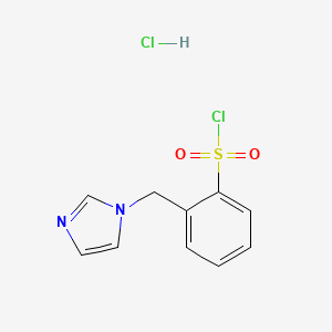molecular formula C10H10Cl2N2O2S B2409684 2-(1H-imidazol-1-ylmethyl)benzene-1-sulfonyl chloride hydrochloride CAS No. 1432680-91-5