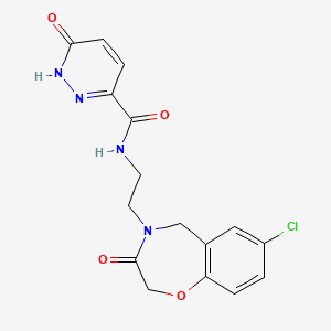 molecular formula C16H15ClN4O4 B2409691 N-(2-(7-chloro-3-oxo-2,3-dihydrobenzo[f][1,4]oxazepin-4(5H)-yl)ethyl)-6-oxo-1,6-dihydropyridazine-3-carboxamide CAS No. 1903770-60-4