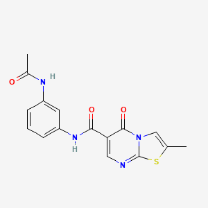 molecular formula C16H14N4O3S B2409693 N-(3-乙酰氨基苯基)-2-甲基-5-氧代-5H-噻唑并[3,2-a]嘧啶-6-甲酰胺 CAS No. 896342-64-6
