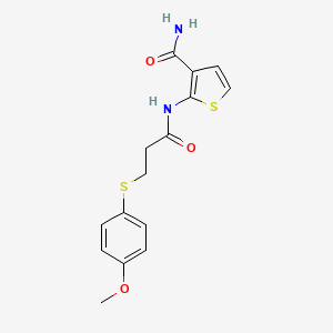 molecular formula C15H16N2O3S2 B2409694 2-(3-((4-Methoxyphenyl)thio)propanamido)thiophene-3-carboxamide CAS No. 941952-75-6