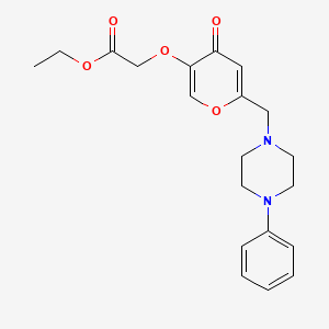 molecular formula C20H24N2O5 B2409697 Ethyl 2-[4-oxo-6-[(4-phenylpiperazin-1-yl)methyl]pyran-3-yl]oxyacetate CAS No. 898456-96-7