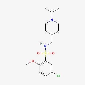 molecular formula C16H25ClN2O3S B2409704 5-chloro-N-((1-isopropylpiperidin-4-yl)methyl)-2-methoxybenzenesulfonamide CAS No. 953142-56-8