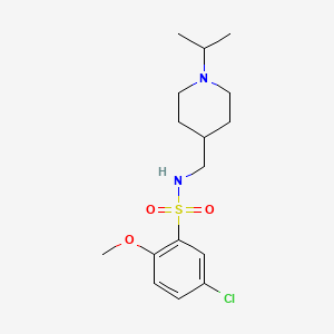 molecular formula C16H25ClN2O3S B2409704 5-氯-N-((1-异丙基哌啶-4-基)甲基)-2-甲氧基苯磺酰胺 CAS No. 953142-56-8