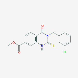 molecular formula C17H13ClN2O3S B2409710 Methyl 3-[(3-chlorophenyl)methyl]-4-oxo-2-sulfanylidene-1H-quinazoline-7-carboxylate CAS No. 361150-60-9