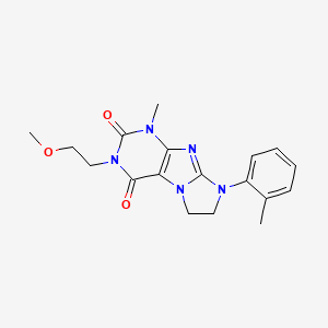 molecular formula C18H21N5O3 B2409715 2-(2-Methoxyethyl)-4-methyl-6-(2-methylphenyl)-7,8-dihydropurino[7,8-a]imidazole-1,3-dione CAS No. 893964-62-0