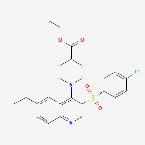 molecular formula C25H27ClN2O4S B2409716 1-[3-(4-氯苯磺酰基)-6-乙基喹啉-4-基]哌啶-4-羧酸乙酯 CAS No. 866847-36-1