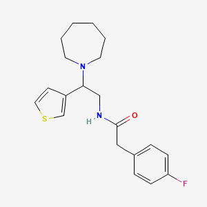 molecular formula C20H25FN2OS B2409719 N-(2-(氮杂环己烷-1-基)-2-(噻吩-3-基)乙基)-2-(4-氟苯基)乙酰胺 CAS No. 954649-13-9