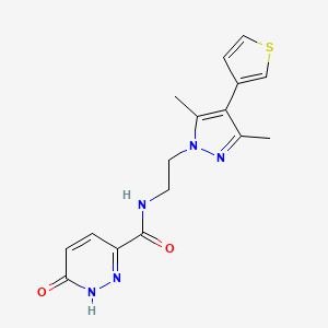 molecular formula C16H17N5O2S B2409720 N-(2-(3,5-dimethyl-4-(thiophen-3-yl)-1H-pyrazol-1-yl)ethyl)-6-oxo-1,6-dihydropyridazine-3-carboxamide CAS No. 2034510-06-8