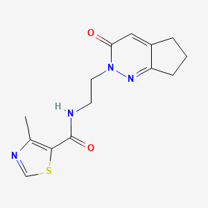 molecular formula C14H16N4O2S B2409723 4-methyl-N-(2-(3-oxo-3,5,6,7-tetrahydro-2H-cyclopenta[c]pyridazin-2-yl)ethyl)thiazole-5-carboxamide CAS No. 2097902-12-8