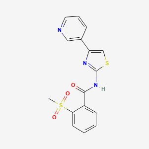 molecular formula C16H13N3O3S2 B2409725 2-(methylsulfonyl)-N-(4-(pyridin-3-yl)thiazol-2-yl)benzamide CAS No. 896362-33-7