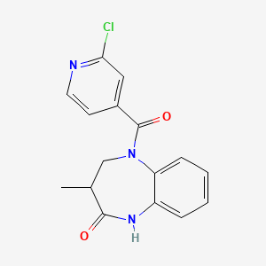 molecular formula C16H14ClN3O2 B2409727 5-(2-Chloropyridine-4-carbonyl)-3-methyl-3,4-dihydro-1H-1,5-benzodiazepin-2-one CAS No. 1436085-66-3
