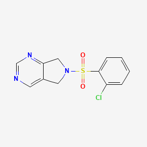 molecular formula C12H10ClN3O2S B2409732 6-((2-chlorophenyl)sulfonyl)-6,7-dihydro-5H-pyrrolo[3,4-d]pyrimidine CAS No. 1706329-64-7