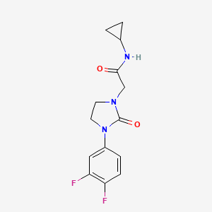 molecular formula C14H15F2N3O2 B2409740 N-环丙基-2-(3-(3,4-二氟苯基)-2-氧代咪唑烷-1-基)乙酰胺 CAS No. 1257548-05-2