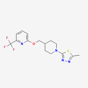 molecular formula C15H17F3N4OS B2409744 2-{[1-(5-Methyl-1,3,4-thiadiazol-2-yl)piperidin-4-yl]methoxy}-6-(trifluoromethyl)pyridine CAS No. 2202037-16-7