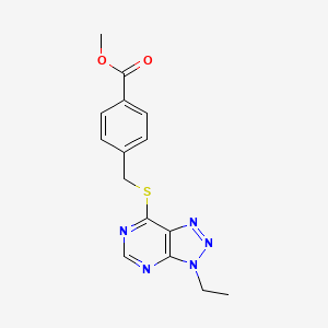 molecular formula C15H15N5O2S B2409745 methyl 4-(((3-ethyl-3H-[1,2,3]triazolo[4,5-d]pyrimidin-7-yl)thio)methyl)benzoate CAS No. 1058232-13-5