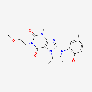 molecular formula C21H25N5O4 B2409746 2-(2-Methoxyethyl)-6-(2-methoxy-5-methylphenyl)-4,7,8-trimethylpurino[7,8-a]imidazole-1,3-dione CAS No. 876673-08-4