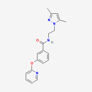 molecular formula C19H20N4O2 B2409749 N-[2-(3,5-dimethyl-1H-pyrazol-1-yl)ethyl]-3-(pyridin-2-yloxy)benzamide CAS No. 1705160-99-1