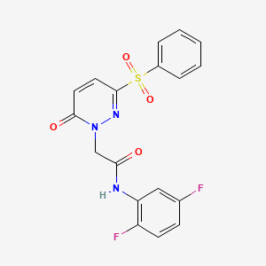 molecular formula C18H13F2N3O4S B2409750 N-(2,5-二氟苯基)-2-(6-氧代-3-(苯磺酰基)吡哒嗪-1(6H)-基)乙酰胺 CAS No. 1105221-26-8