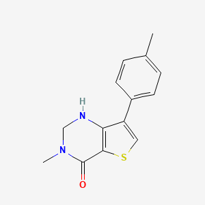molecular formula C14H14N2OS B2409751 3-methyl-7-(4-methylphenyl)-2,3-dihydrothieno[3,2-d]pyrimidin-4(1H)-one CAS No. 1987112-22-0