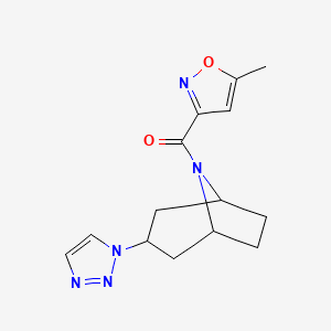 molecular formula C14H17N5O2 B2409753 8-(5-甲基-1,2-噁唑-3-羰基)-3-(1H-1,2,3-三唑-1-基)-8-氮雜雙環[3.2.1]辛烷 CAS No. 2189434-85-1