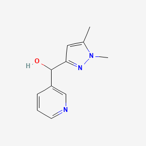 molecular formula C11H13N3O B2409771 (1,5-dimethyl-1H-pyrazol-3-yl)(pyridin-3-yl)methanol CAS No. 1699240-04-4