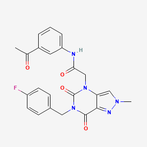 molecular formula C23H20FN5O4 B2409774 N-(3-acetylphenyl)-2-(6-(4-fluorobenzyl)-2-methyl-5,7-dioxo-6,7-dihydro-2H-pyrazolo[4,3-d]pyrimidin-4(5H)-yl)acetamide CAS No. 951617-42-8