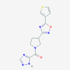 molecular formula C13H12N6O2S B2409779 (3-(5-(thiophen-3-yl)-1,2,4-oxadiazol-3-yl)pyrrolidin-1-yl)(1H-1,2,4-triazol-5-yl)methanone CAS No. 2034288-95-2