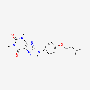 molecular formula C20H25N5O3 B2409787 1,3-Dimethyl-8-[4-(3-methylbutoxy)phenyl]-1,3,5-trihydroimidazolidino[1,2-h]pu rine-2,4-dione CAS No. 1021124-04-8