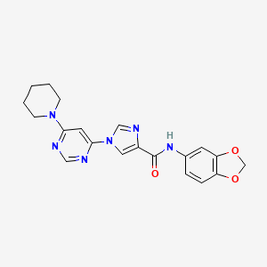 molecular formula C20H20N6O3 B2409793 N~4~-(1,3-苯并二氧杂环-5-基)-1-(6-哌啶并-4-嘧啶基)-1H-咪唑-4-甲酰胺 CAS No. 1251707-73-9