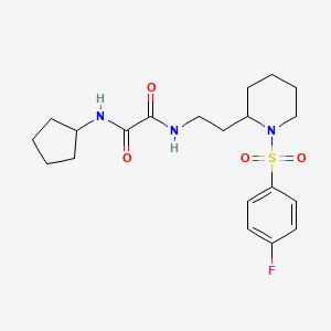 molecular formula C20H28FN3O4S B2409801 N1-cyclopentyl-N2-(2-(1-((4-fluorophenyl)sulfonyl)piperidin-2-yl)ethyl)oxalamide CAS No. 898444-89-8