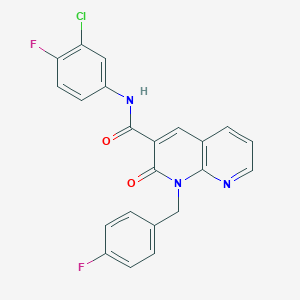 molecular formula C22H14ClF2N3O2 B2409803 N-(3-chloro-4-fluorophenyl)-1-(4-fluorobenzyl)-2-oxo-1,2-dihydro-1,8-naphthyridine-3-carboxamide CAS No. 1005295-25-9