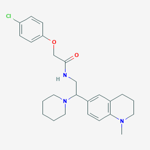 molecular formula C25H32ClN3O2 B2409815 2-(4-chlorophenoxy)-N-(2-(1-methyl-1,2,3,4-tetrahydroquinolin-6-yl)-2-(piperidin-1-yl)ethyl)acetamide CAS No. 922092-04-4