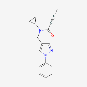 molecular formula C17H17N3O B2409826 N-Cyclopropyl-N-[(1-phenylpyrazol-4-yl)methyl]but-2-ynamide CAS No. 2411318-67-5