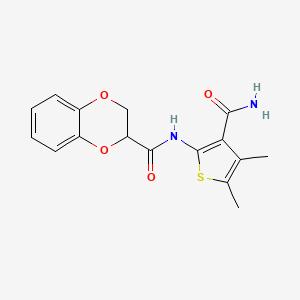 molecular formula C16H16N2O4S B2409828 N-(3-carbamoyl-4,5-dimethylthiophen-2-yl)-2,3-dihydrobenzo[b][1,4]dioxine-2-carboxamide CAS No. 896310-09-1