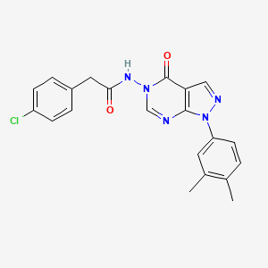 molecular formula C21H18ClN5O2 B2409829 2-(4-chlorophenyl)-N-(1-(3,4-dimethylphenyl)-4-oxo-1H-pyrazolo[3,4-d]pyrimidin-5(4H)-yl)acetamide CAS No. 899967-56-7