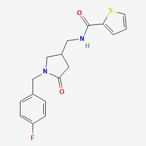 molecular formula C17H17FN2O2S B2409830 N-((1-(4-氟苄基)-5-氧代吡咯烷-3-基)甲基)噻吩-2-甲酰胺 CAS No. 954604-11-6
