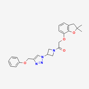 molecular formula C24H26N4O4 B2409833 2-((2,2-二甲基-2,3-二氢苯并呋喃-7-基)氧基)-1-(3-(4-(苯氧甲基)-1H-1,2,3-三唑-1-基)氮杂环丁-1-基)乙酮 CAS No. 2034402-00-9