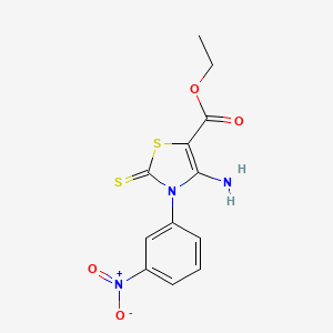 Ethyl 4-amino-3-(3-nitrophenyl)-2-sulfanylidene-1,3-thiazole-5-carboxylate