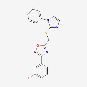 molecular formula C18H13FN4OS B2409837 Methyl 4-{2-[(2-chlorobenzyl)amino]-2-oxoethoxy}-6-methylquinoline-2-carboxylate CAS No. 1112002-76-2