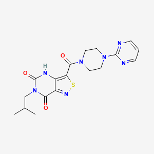 molecular formula C18H21N7O3S B2409842 6-异丁基-3-{[4-(2-嘧啶基)哌嗪基]羰基}异噻唑并[4,3-d]嘧啶-5,7(4H,6H)-二酮 CAS No. 1251550-27-2