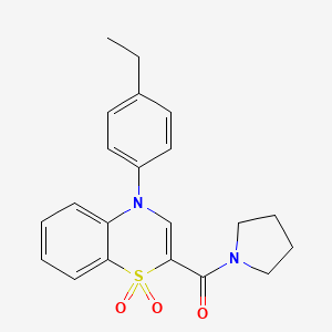 molecular formula C21H22N2O3S B2409850 N-{4-[5-(3,4-dimethoxybenzyl)-1,2,4-oxadiazol-3-yl]phenyl}benzenesulfonamide CAS No. 1185074-88-7