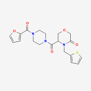 molecular formula C19H21N3O5S B2409855 5-(4-(Furan-2-carbonyl)piperazine-1-carbonyl)-4-(thiophen-2-ylmethyl)morpholin-3-one CAS No. 1421441-55-5