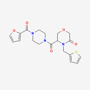 molecular formula C19H21N3O5S B2409855 5-(4-(呋喃-2-羰基)哌嗪-1-羰基)-4-(噻吩-2-基甲基)吗啉-3-酮 CAS No. 1421441-55-5